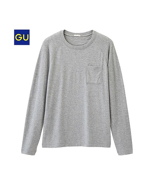 GU（ジーユー）の「（GU）スラブＴ（長袖）（MEN ⁄ カットソー・メンズ・NAVY/GRAY/DARK GREEN/ORANGE・XL/S/M/L）」の2枚目の写真