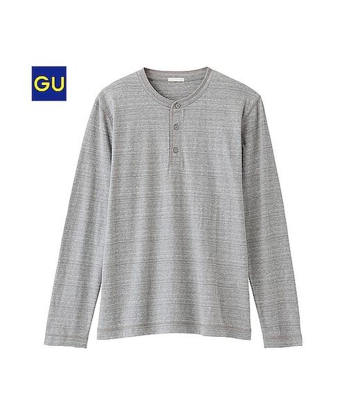 GU（ジーユー）の「（GU）ヘンリーネックＴ（長袖）（MEN ⁄ カットソー・メンズ・NAVY/DARK GRAY/GRAY/WHITE・L/S/M/XL）」の4枚目の写真