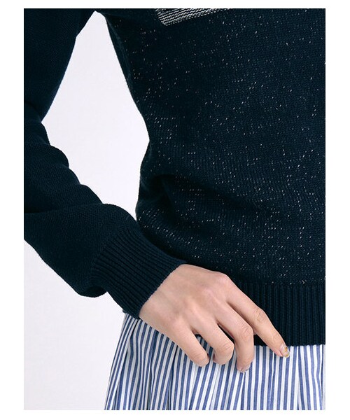 SEVENDAYS=SUNDAY（セブンデイズサンデイ）の「プレーディングジャカード 長袖プルオーバー（トップス・レディース・オフホワイト/ライトブラウン/ネイビー・M/L）」の8枚目の写真