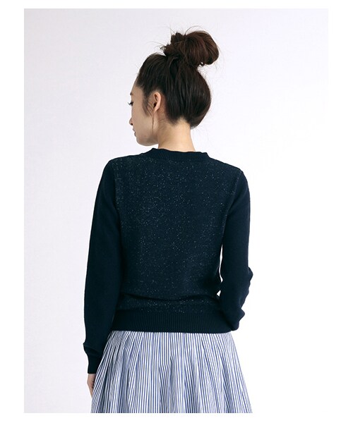 SEVENDAYS=SUNDAY（セブンデイズサンデイ）の「プレーディングジャカード 長袖プルオーバー（トップス・レディース・オフホワイト/ライトブラウン/ネイビー・M/L）」の6枚目の写真