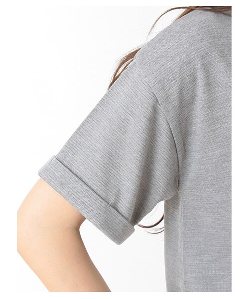 E hyphen world gallery（イーハイフンワールドギャラリー）の「・SSリップルムジ胸ポケットプルオーバー（トップス・レディース・オフホワイト/杢ライトグレー/ネイビー・F）」の8枚目の写真