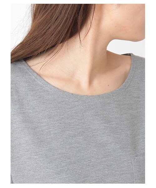 E hyphen world gallery（イーハイフンワールドギャラリー）の「・SSリップルムジ胸ポケットプルオーバー（トップス・レディース・オフホワイト/杢ライトグレー/ネイビー・F）」の7枚目の写真