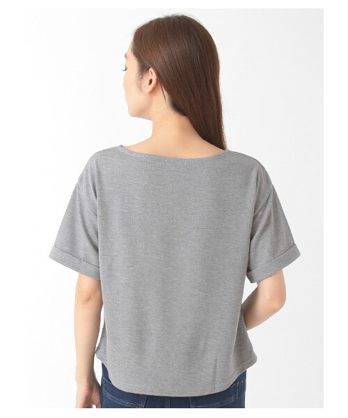 E hyphen world gallery（イーハイフンワールドギャラリー）の「・SSリップルムジ胸ポケットプルオーバー（トップス・レディース・オフホワイト/杢ライトグレー/ネイビー・F）」の6枚目の写真