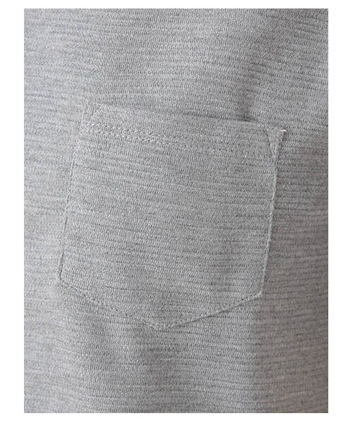 E hyphen world gallery（イーハイフンワールドギャラリー）の「・SSリップルムジ胸ポケットプルオーバー（トップス・レディース・オフホワイト/杢ライトグレー/ネイビー・F）」の9枚目の写真