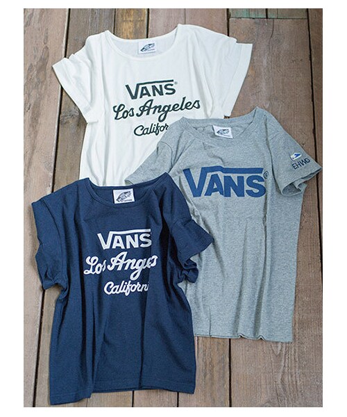 E hyphen world gallery（イーハイフンワールドギャラリー）の「・VANS 3ロゴTシャツ（トップス・レディース・オフホワイト/杢グレー/ネイビー・F）」の4枚目の写真