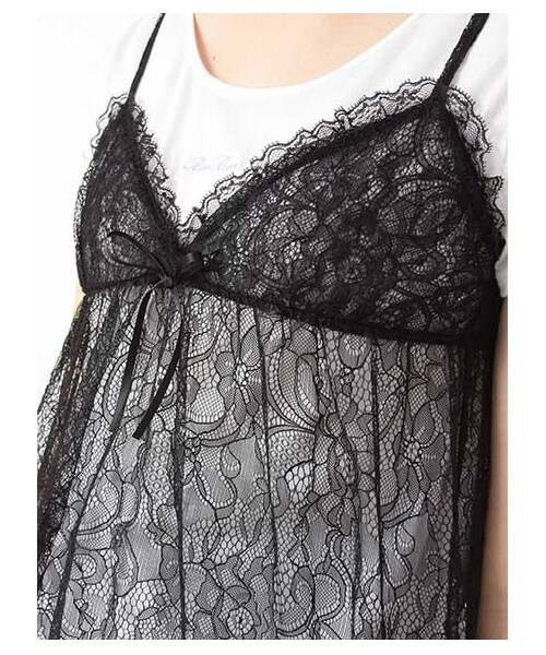 E hyphen world gallery Bon Bon（イーハイフンワールドギャラリーボンボン）の「BonBon Tulle Cami Set（トップス・レディース・アイボリー/オフホワイト/ブラック・F）」の10枚目の写真