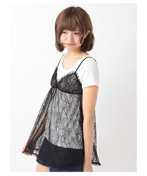E hyphen world gallery Bon Bon（イーハイフンワールドギャラリーボンボン）の「BonBon Tulle Cami Set（トップス・レディース・アイボリー/オフホワイト/ブラック・F）」の5枚目の写真