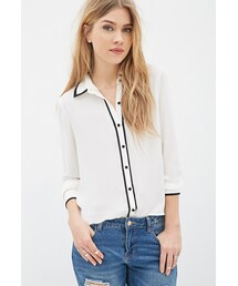 FOREVER 21 | FOREVER 21 Contrast-Piped Chiffon Blouse(シャツ/ブラウス)