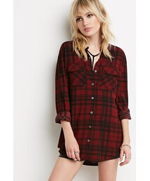 FOREVER 21 | FOREVER 21 Longline Tartan Plaid Shirt(シャツ/ブラウス)