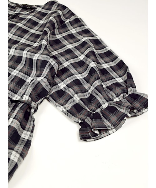 w closet（ダブルクローゼット）の「チェック柄ガウン（ジャケット/アウター・レディース・ネイビーベース/ブラックベース・FREE）」の5枚目の写真