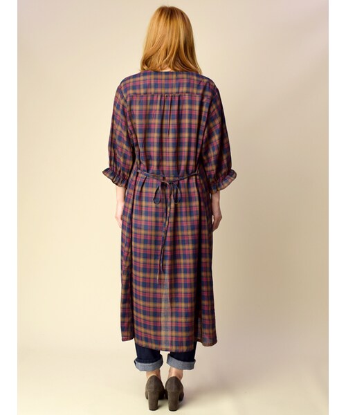 w closet（ダブルクローゼット）の「チェック柄ガウン（ジャケット/アウター・レディース・ネイビーベース/ブラックベース・FREE）」の8枚目の写真