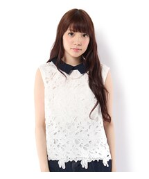 PAGEBOY | パールネックレス付アイレットレースブラウス(トップス)