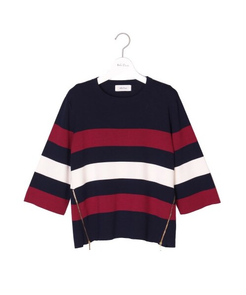 Mila Owen（ミラオーウェン）の「ミラノリブ太ボーダープルオーバー（プルオーバー・レディース・NVY/KKI/BLK・F）」の4枚目の写真