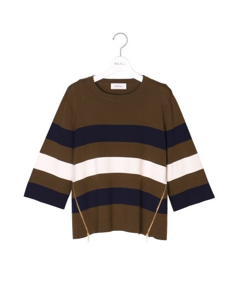 Mila Owen（ミラオーウェン）の「ミラノリブ太ボーダープルオーバー（プルオーバー・レディース・NVY/KKI/BLK・F）」の2枚目の写真