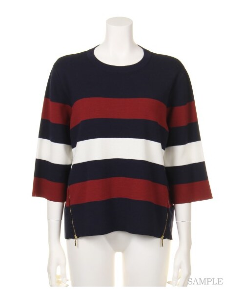 Mila Owen（ミラオーウェン）の「ミラノリブ太ボーダープルオーバー（プルオーバー・レディース・NVY/KKI/BLK・F）」の9枚目の写真