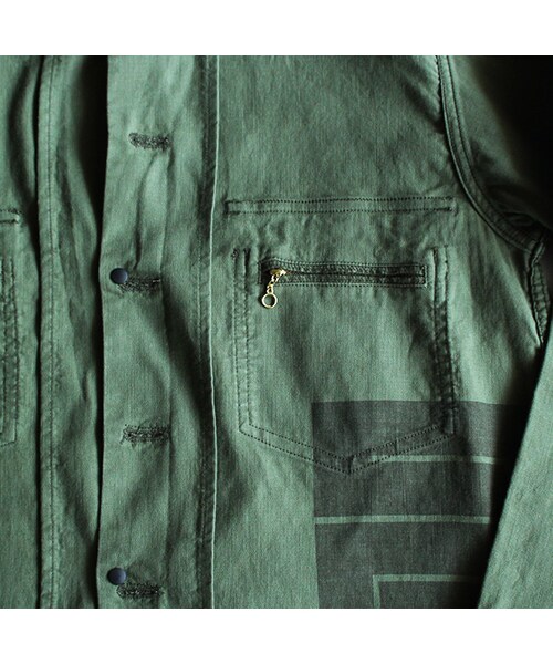 SASQUATCHfabrix.（サスクワァッチファブリックス）の「Love & Peace HANTEN Shirts（ジャケット/アウター・Khaki・M/L）」の4枚目の写真