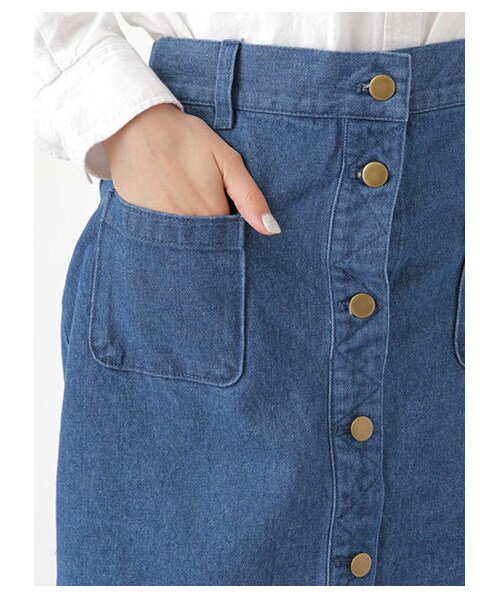 E hyphen world gallery（イーハイフンワールドギャラリー）の「・フロントボタンタイトスカート（スカート・レディース・アイボリー/カーキ/インディゴ/ライトインディゴ/ネイビー・F）」の10枚目の写真