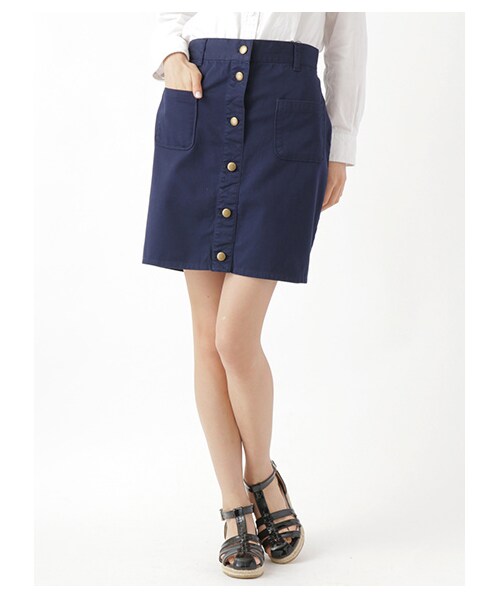 E hyphen world gallery（イーハイフンワールドギャラリー）の「・フロントボタンタイトスカート（スカート・レディース・アイボリー/カーキ/インディゴ/ライトインディゴ/ネイビー・F）」の5枚目の写真