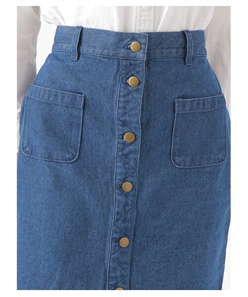 E hyphen world gallery（イーハイフンワールドギャラリー）の「・フロントボタンタイトスカート（スカート・レディース・アイボリー/カーキ/インディゴ/ライトインディゴ/ネイビー・F）」の9枚目の写真