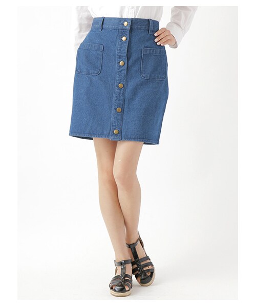 E hyphen world gallery（イーハイフンワールドギャラリー）の「・フロントボタンタイトスカート（スカート・レディース・アイボリー/カーキ/インディゴ/ライトインディゴ/ネイビー・F）」の4枚目の写真