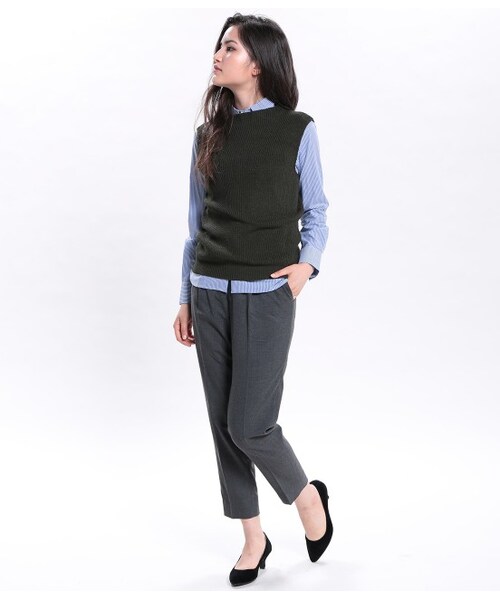 ROPE' PICNIC（ロペピクニック）の「片畦ニットベスト（トップス・レディース・ブラック/キナリ/キャメル/カーキ・38）」の12枚目の写真