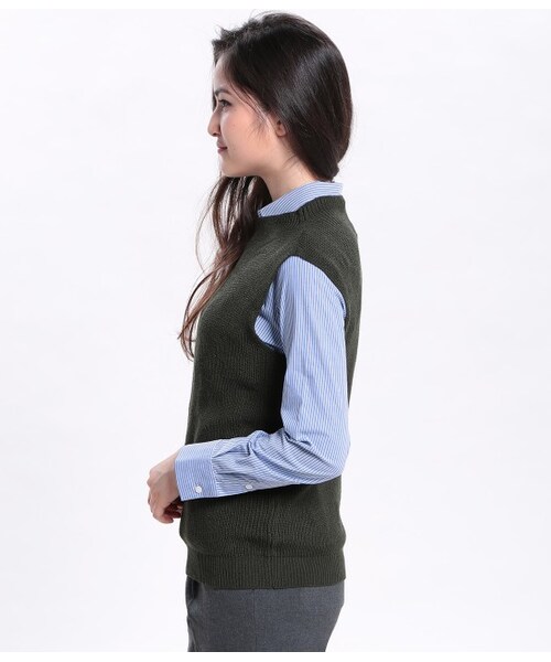 ROPE' PICNIC（ロペピクニック）の「片畦ニットベスト（トップス・レディース・ブラック/キナリ/キャメル/カーキ・38）」の6枚目の写真