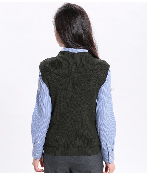 ROPE' PICNIC（ロペピクニック）の「片畦ニットベスト（トップス・レディース・ブラック/キナリ/キャメル/カーキ・38）」の7枚目の写真
