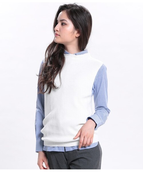 ROPE' PICNIC（ロペピクニック）の「片畦ニットベスト（トップス・レディース・ブラック/キナリ/キャメル/カーキ・38）」の3枚目の写真