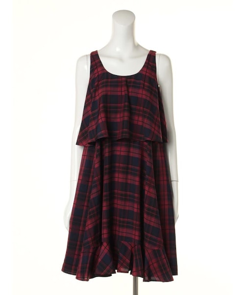 31 Sons de mode（トランテアン　ソン　ドゥ　モード）の「チェックティアードノースリワンピース（ワンピース/ドレス・レディース・レッド/グリーン・36）」の2枚目の写真