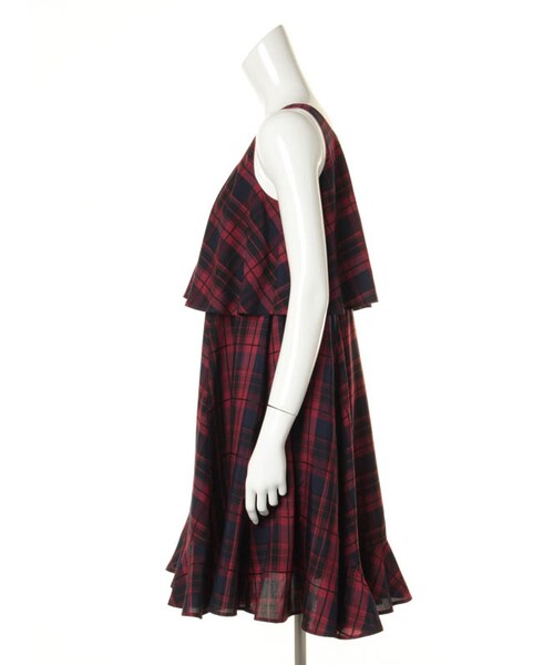 31 Sons de mode（トランテアン　ソン　ドゥ　モード）の「チェックティアードノースリワンピース（ワンピース/ドレス・レディース・レッド/グリーン・36）」の4枚目の写真