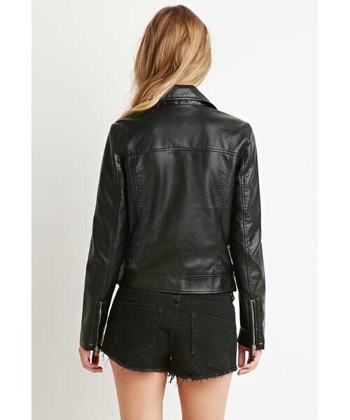 FOREVER 21（フォーエバー トゥエンティーワン）の「FOREVER 21 Faux Leather Moto Jacket（ライダースジャケット・レディース・Black/Brown・Small/Medium/Large）」の6枚目の写真