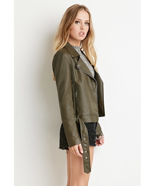 FOREVER 21（フォーエバー トゥエンティーワン）の「FOREVER 21 Faux Leather Moto Jacket（ライダースジャケット・レディース・Black/Brown・Small/Medium/Large）」の9枚目の写真