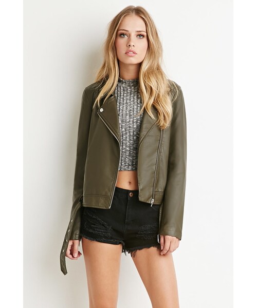 FOREVER 21（フォーエバー トゥエンティーワン）の「FOREVER 21 Faux Leather Moto Jacket（ライダースジャケット・レディース・Black/Brown・Small/Medium/Large）」の3枚目の写真