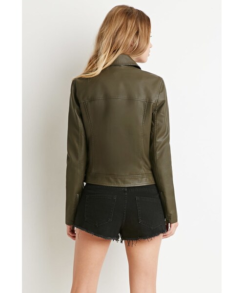 FOREVER 21（フォーエバー トゥエンティーワン）の「FOREVER 21 Faux Leather Moto Jacket（ライダースジャケット・レディース・Black/Brown・Small/Medium/Large）」の5枚目の写真