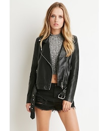 FOREVER 21 | FOREVER 21 Faux Leather Moto Jacket(ライダースジャケット)