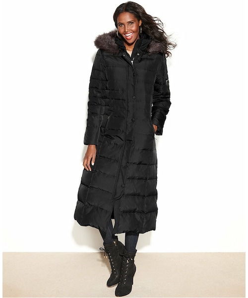 dkny long down coat