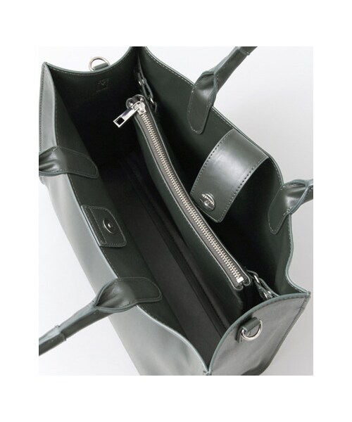 KBF（ケイビーエフ）の「スクエアーハンドバッグ（L）（バッグ・レディース・D/GREEN/L/BEIGE・L）」の11枚目の写真