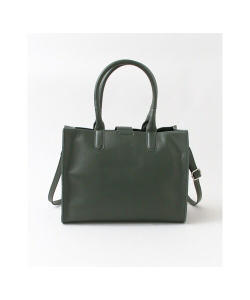 KBF（ケイビーエフ）の「スクエアーハンドバッグ（L）（バッグ・レディース・D/GREEN/L/BEIGE・L）」の5枚目の写真