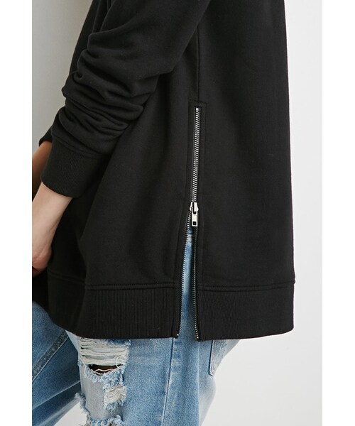 FOREVER 21(フォーエバー トゥエンティーワン)の「FOREVER 21 Side-Zip Sweatshirt(スウェット・レディース・Black/Pink・Small/Medium/Large)」の4枚目の写真