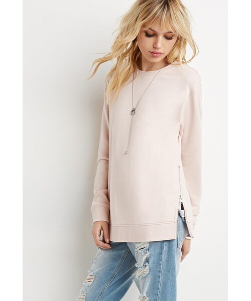 FOREVER 21(フォーエバー トゥエンティーワン)の「FOREVER 21 Side-Zip Sweatshirt(スウェット・レディース・Black/Pink・Small/Medium/Large)」の2枚目の写真