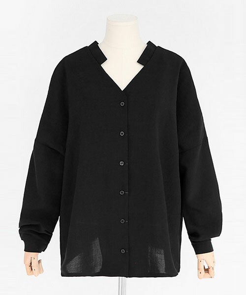 DHOLIC（ディーホリック）の「Vネックオーバーブラウス（シャツ/ブラウス・レディース・ホワイト/ピンク/カーキ/ブラック・FREE）」の2枚目の写真