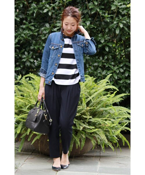 JOURNAL STANDARD（ジャーナルスタンダード）の「《予約》TRストライプランダムタックテーパードパンツ◆（パンツ・レディース・グレー/ネイビー・36/38/40）」の21枚目の写真