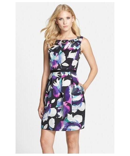 Eliza J Floral Faille Sheath Dress 