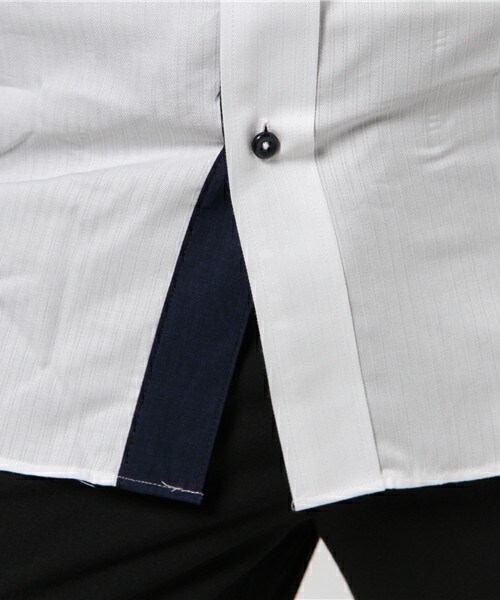 CROWDED CLOSET（クラウデッドクローゼット）の「【EASYCARE】二枚衿ナロー変形ヘリンボーンシャツ（シャツ/ブラウス・メンズ・ネイビー/ブラック・LARGE/MEDIUM/SMALL/LL）」の11枚目の写真