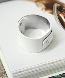Aco Design | レザー バングル レディース シルバー/バングル ホワイト/バングル レザー/ブレスレット レディース/アクセサリー ブレスレット(ブレスレット)