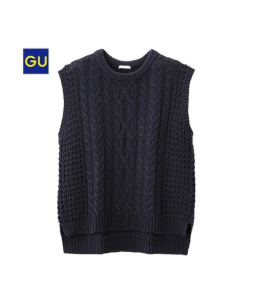 GU（ジーユー）の「（GU）ケーブルニットベスト（WOMEN ⁄ ニット