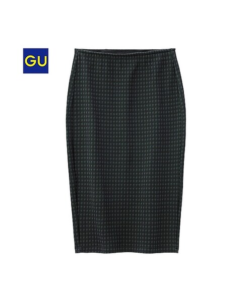 GU(ジーユー)の「(GU)ミドルペンシルスカート(チェック)(WOMEN ⁄ スカート・レディース・DARK GRAY/BROWN/BLACK・XL/M/L/S)」の1枚目の写真
