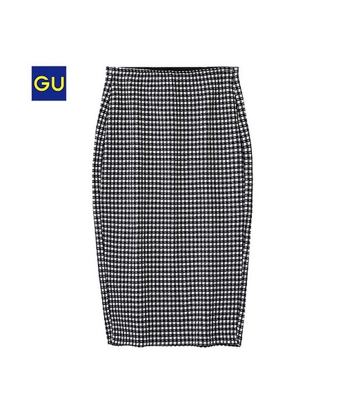 GU(ジーユー)の「(GU)ミドルペンシルスカート(チェック)(WOMEN ⁄ スカート・レディース・DARK GRAY/BROWN/BLACK・XL/M/L/S)」の2枚目の写真