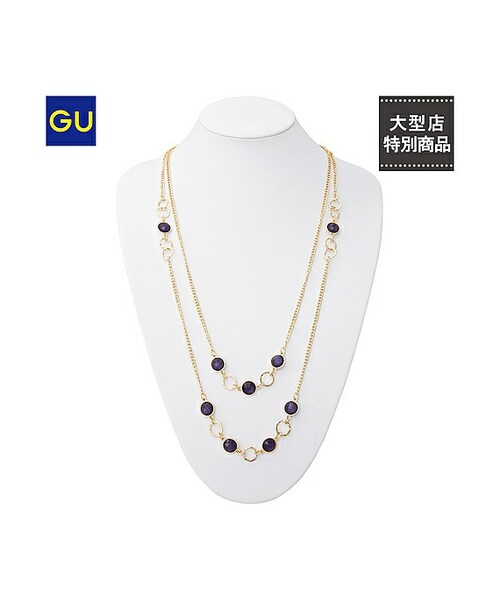 サークルビジュー ネックレス GU（ジーユー）の「（GU）サークルビジューチェーンネックレス