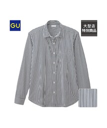 GU | （GU）ブロードストライプシャツ（長袖）(トップス)